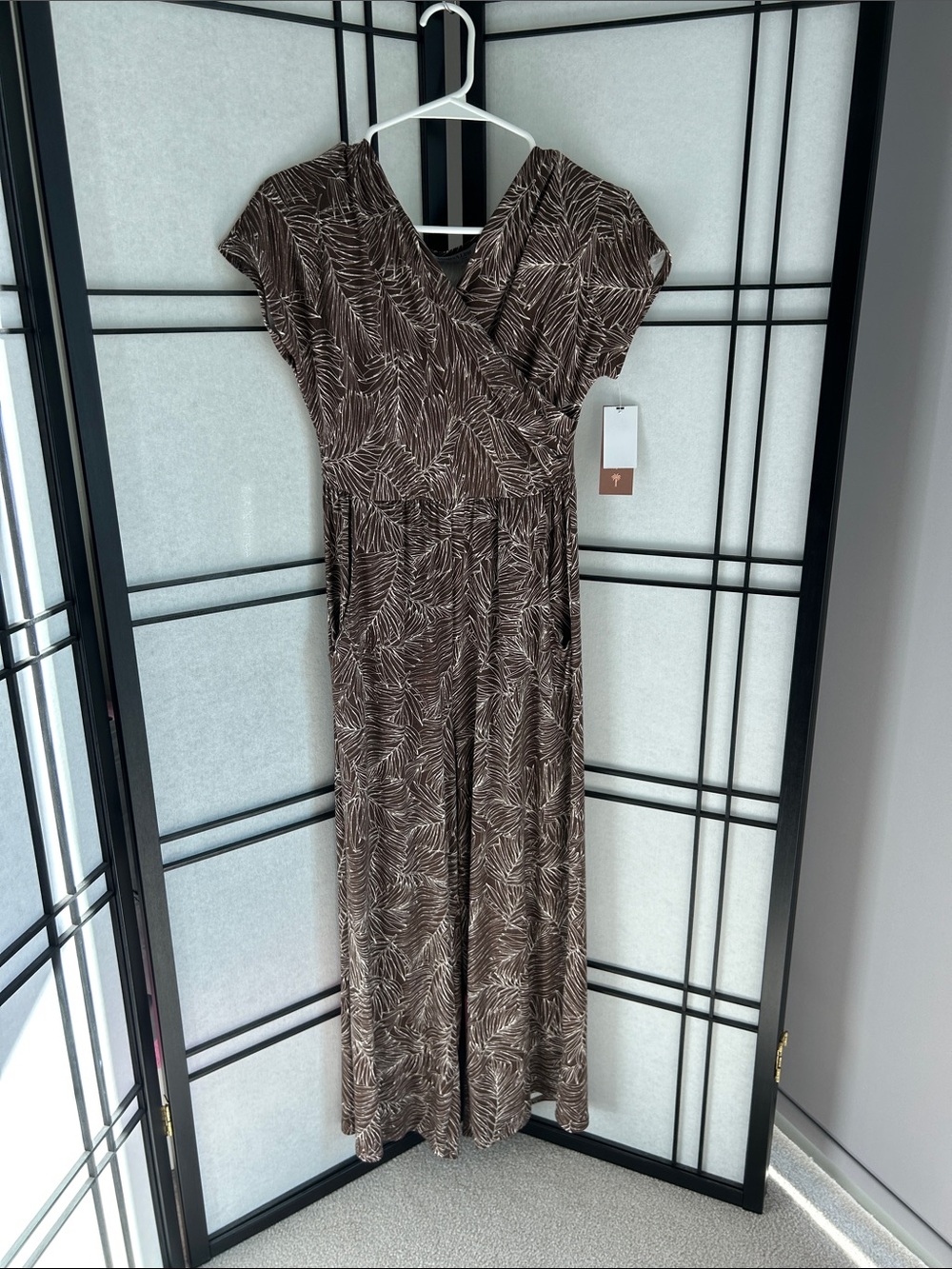 Always A.Line Brown Leaf-Print Jumpsuit - Women